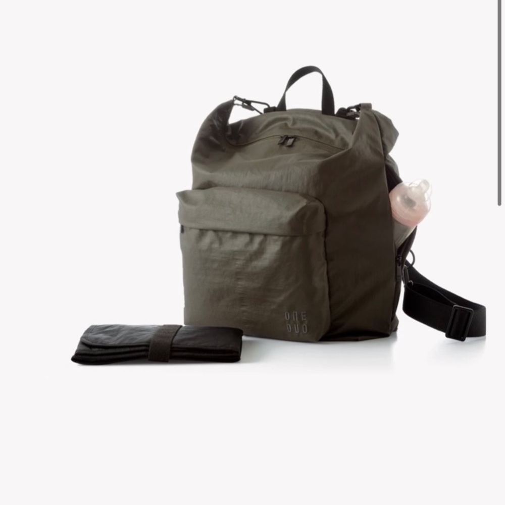 One Duo Nylon Diaper Backpack in Olive Green